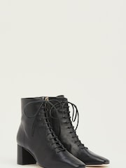 LK Bennett Black Open Lace-Up Arabella Boots - Image 2 of 4