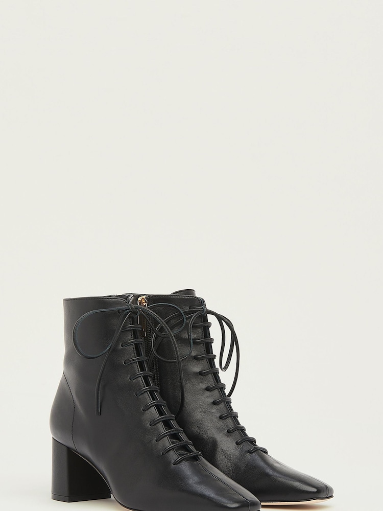 LK Bennett Black Open Lace-Up Arabella Boots - Image 2 of 4