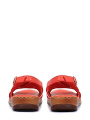 Pavers Red Leather Slingback Sandals - Image 3 of 5