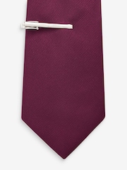 Burgundy Red Twill Ties With Tie Clip 2 Pack - Image 4 of 7