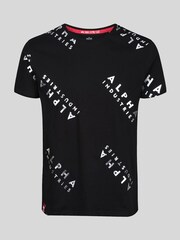 Alpha Industries Foil Print 100% Cotton Black T-Shirt - Image 4 of 7