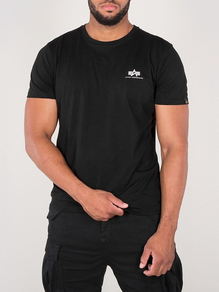 Alpha Industries Small Logo Basic 100% Cotton Black T-Shirt - Image 1 of 5
