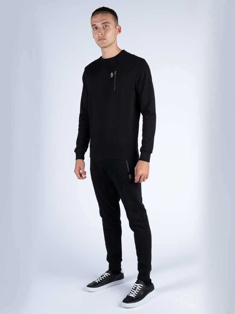 Luke 1977 Black Paris 2 Crew Neck 100% Cotton Sweater - Image 1 of 6 Luke 1977 Black Paris 2 Crew Neck 100% Cotton Sweater - Image 1 of 6