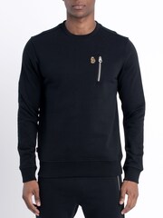 Luke 1977 Black Paris 2 Crew Neck 100% Cotton Sweater - Image 3 of 6