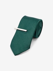 Black/Forest Green Twill Ties With Tie Clip 2 Pack - Image 3 of 5
