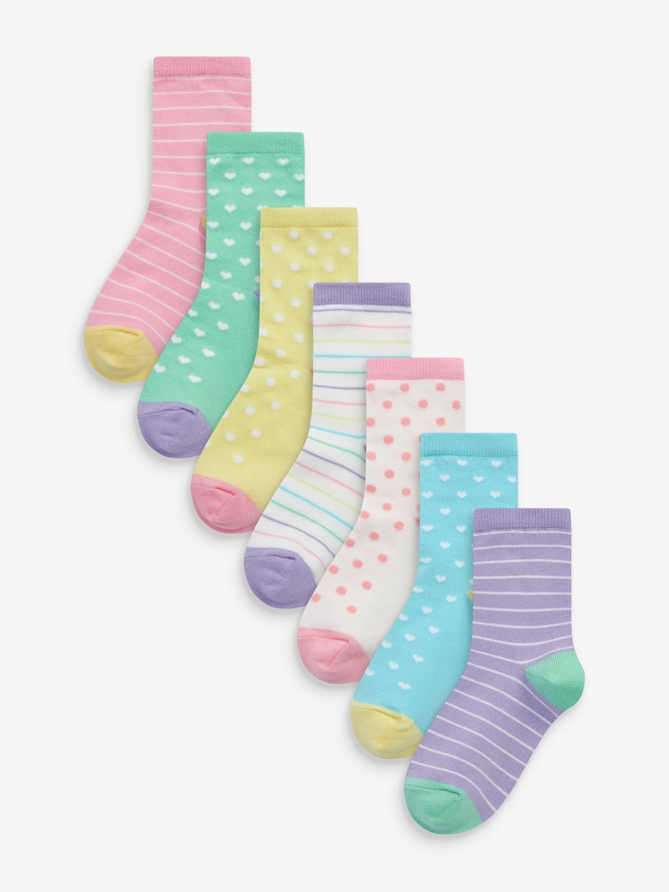 Farbenfroh - Gestreifte und gepunktete Socken mit hohem Baumwollanteil, 7er-Pack - Bild 1 von 8 Farbenfroh - Gestreifte und gepunktete Socken mit hohem Baumwollanteil, 7er-Pack - Bild 1 von 8