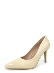 Lunar Natural Yolanda Croc Print Court Shoes - Image 3 of 4