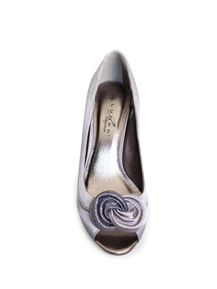 Lunar Grey Satin Peep Toe Sandals - Image 5 of 5 Lunar Grey Satin Peep Toe Sandals - Image 5 of 5