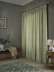 Sage Green Windowpane Check Pencil Pleat Curtains - Image 2 of 6