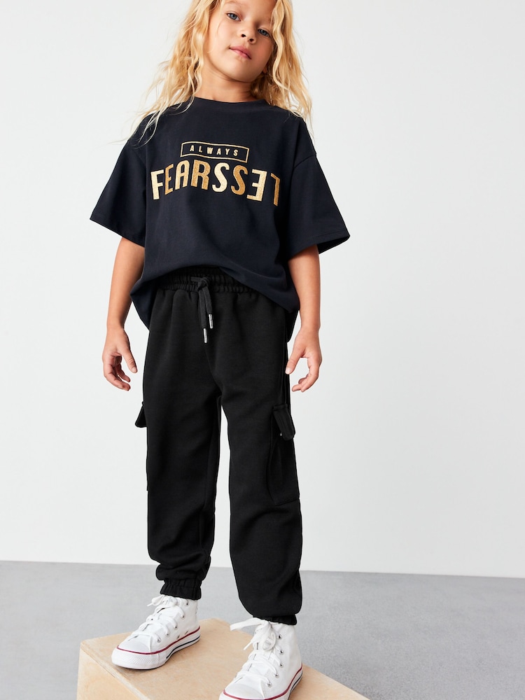 Negro - Pantalones de chándal cargo estilo utilitario (3-16 años) - Imagen 2 de 5