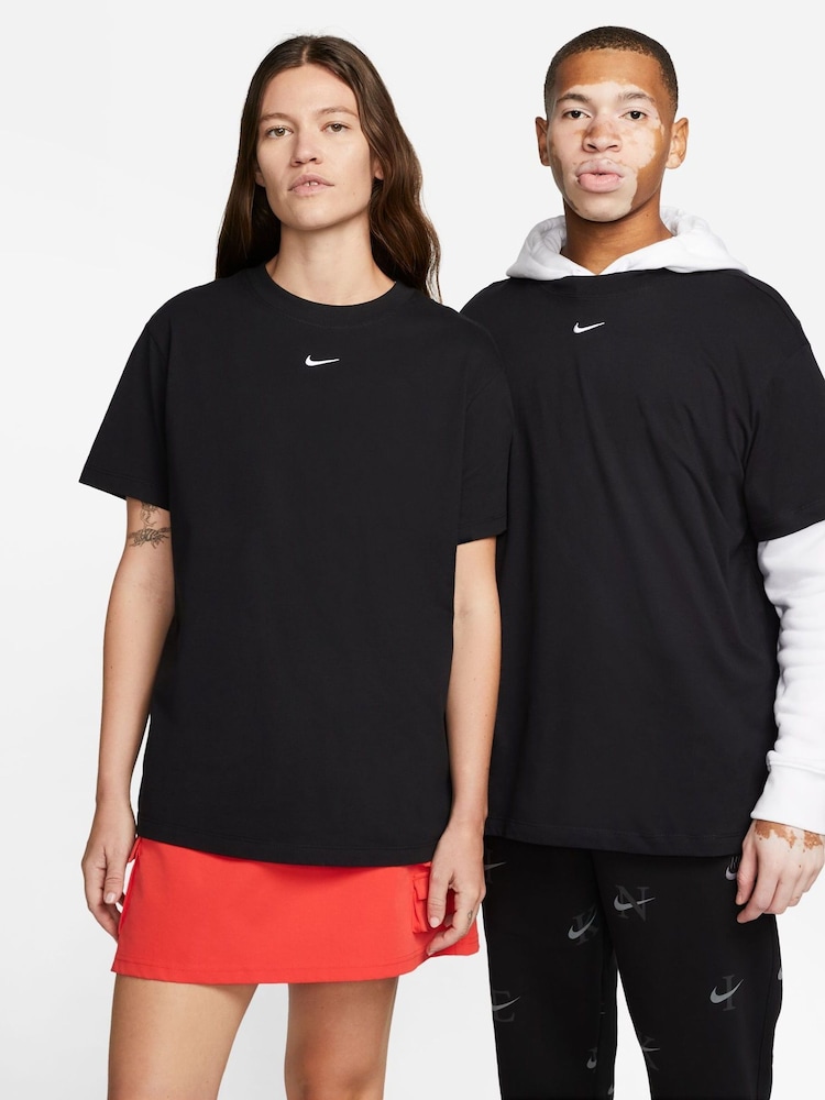 Nike Black Mini Swoosh Oversized 100% Cotton T-Shirt - Image 1 of 5