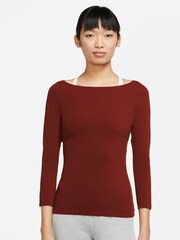 Nike Brown Yoga Luxe Long Sleeve Top - Image 1 of 3