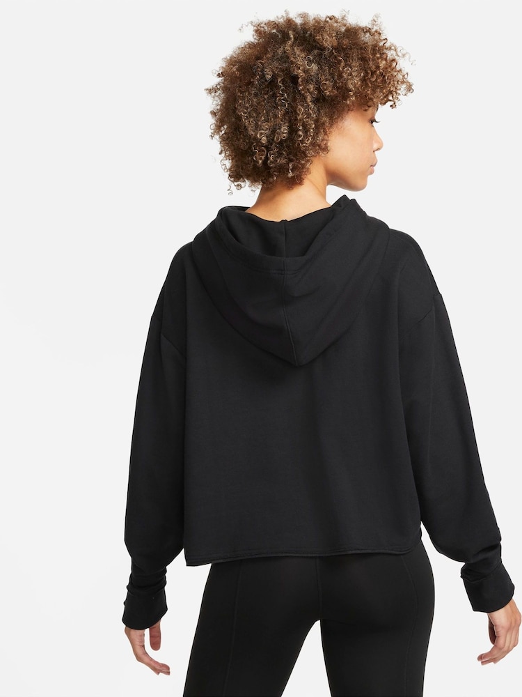 Nike Black Yoga Luxe Cropped Fleece Hoodie - Image 2 of 4
