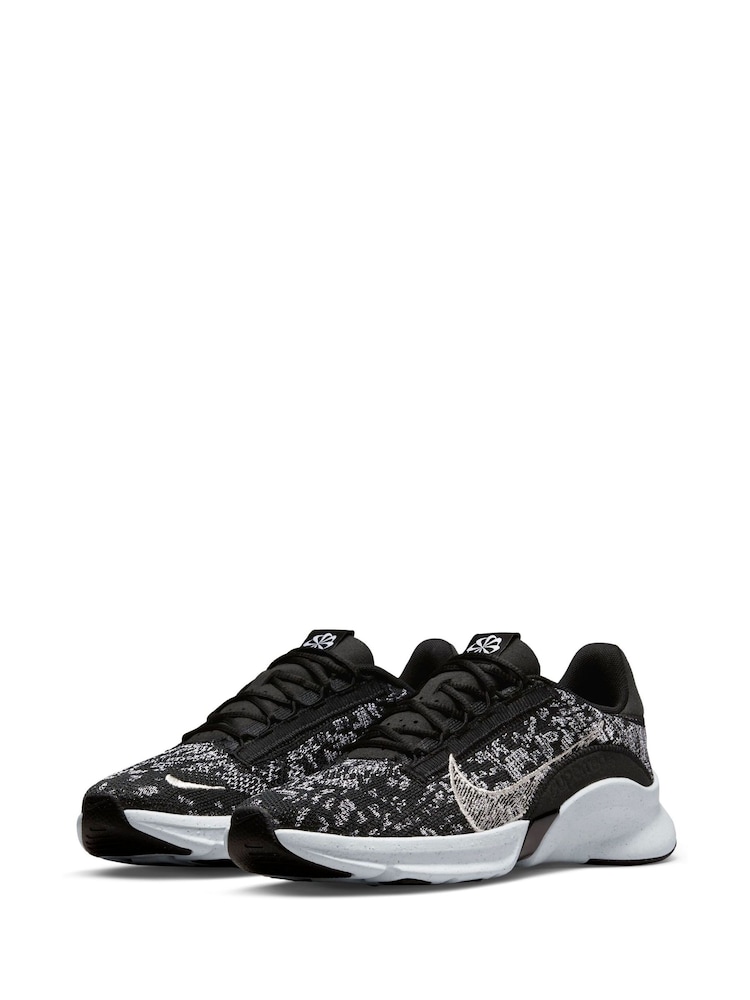 Nike Black/White SuperRep Go 3 Flyknit Training Trainers - Image 4 of 10