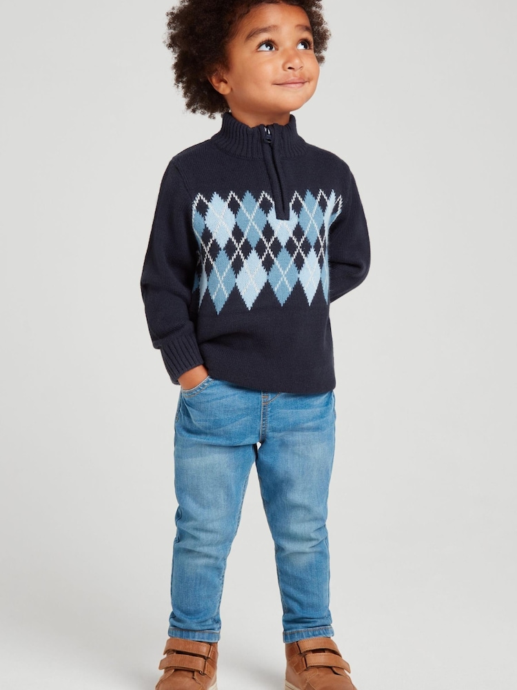 M&Co Blue Argyle Jumper - Image 1 of 3