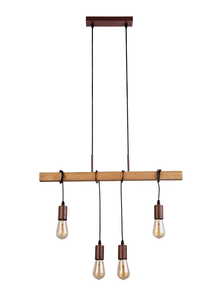 Searchlight Brown Penny 4 Light Rustic Diner Bar Ceiling Light - Image 4 of 4
