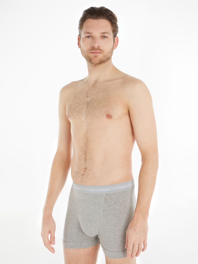 Calvin Klein Grey Classic Stretch Trunks 3 Pack Boxers - Image 2 of 6