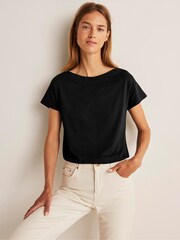 Boden Black Supersoft Boat Neck T-Shirt - Image 1 of 5