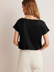Boden Black Supersoft Boat Neck T-Shirt - Image 2 of 5