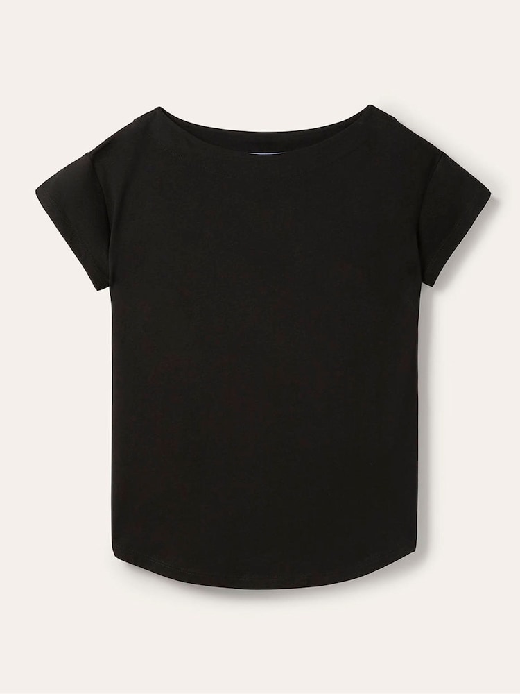 Boden Black Supersoft Boat Neck T-Shirt - Image 5 of 5