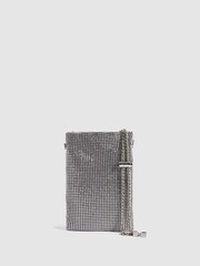 Reiss Silver Zuri Crystal-Mesh Shoulder Pouch - Image 1 of 6