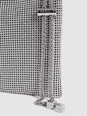 Reiss Silver Zuri Crystal-Mesh Shoulder Pouch - Image 3 of 6
