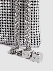 Reiss Silver Zuri Crystal-Mesh Shoulder Pouch - Image 6 of 6