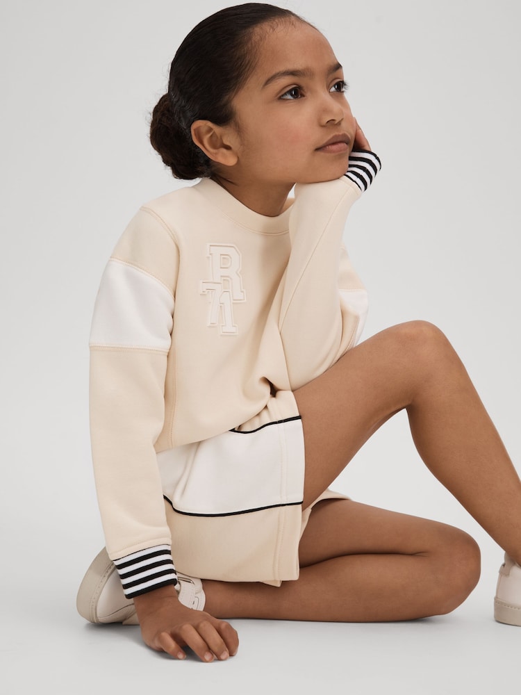 Reiss Ivory Colette Senior Cotton Blend Logo Sweatshirt - Image 1 of 4