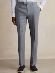 Reiss Airforce Blue Oe Gosnold Linen Slim-Fit Suit Trousers - Image 3 of 6