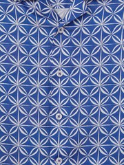 Reiss Bright Blue/White Tintipan Printed Cuban Collar Shirt - Image 6 of 6