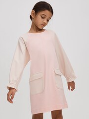 Reiss Pink Courtney 13-14 yrs Colourblock Jersey Dress - Image 3 of 4
