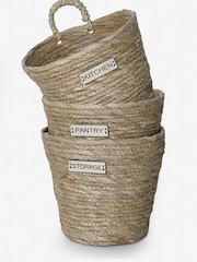 Set of 3 Natural Wall Hanging Rope Kitchen Storage Baskets - Image 2 of 3