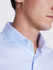 MOSS Sky Blue Tailored Fit Twill Zero Iron 100% Cotton Shirt - Image 3 of 5