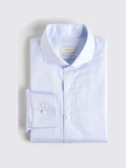 MOSS Sky Blue Tailored Fit Twill Zero Iron 100% Cotton Shirt - Image 4 of 5