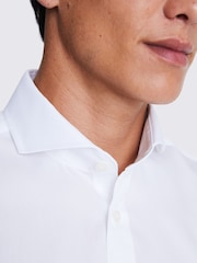 MOSS White Tailored Fit Twill Zero Iron 100% Cotton Shirt - Image 3 of 5
