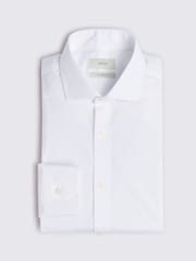 MOSS White Tailored Fit Twill Zero Iron 100% Cotton Shirt - Image 4 of 5
