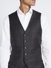 MOSS Performance Tailored Fit Grey Check Suit: Waistcoat - Image 3 of 4
