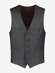 MOSS Performance Tailored Fit Grey Check Suit: Waistcoat - Image 4 of 4