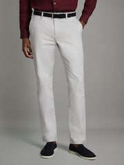 Reiss Ice Grey Pitch Slim Fit Washed Cotton Blend Chinos - Image 1 of 6