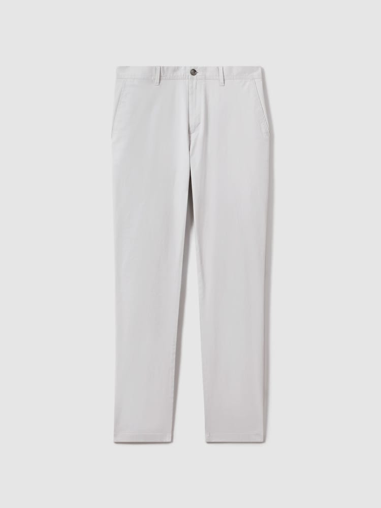 Reiss Ice Grey Pitch Slim Fit Washed Cotton Blend Chinos - Image 2 of 6