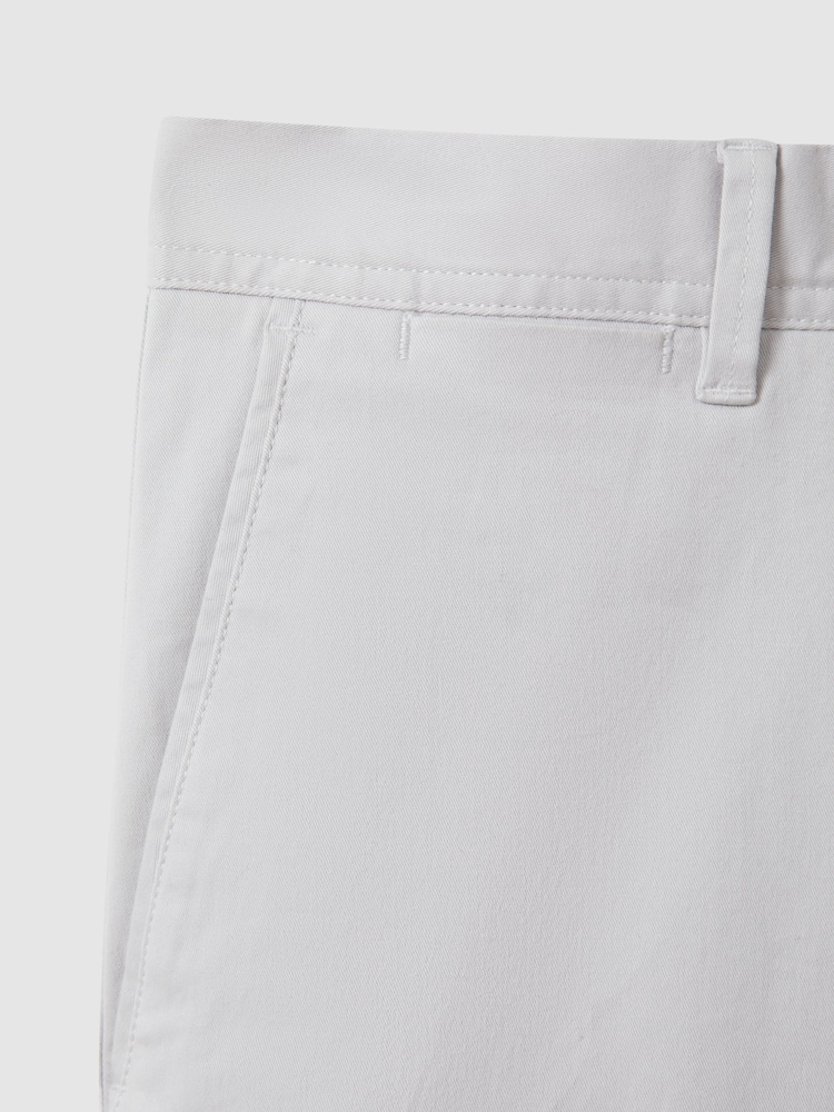 Reiss Ice Grey Pitch Slim Fit Washed Cotton Blend Chinos - Image 6 of 6