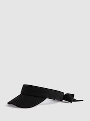 Reiss Black Vanessa Tie Back Visor with Linen - Image 1 of 4