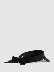 Reiss Black Vanessa Tie Back Visor with Linen - Image 3 of 4