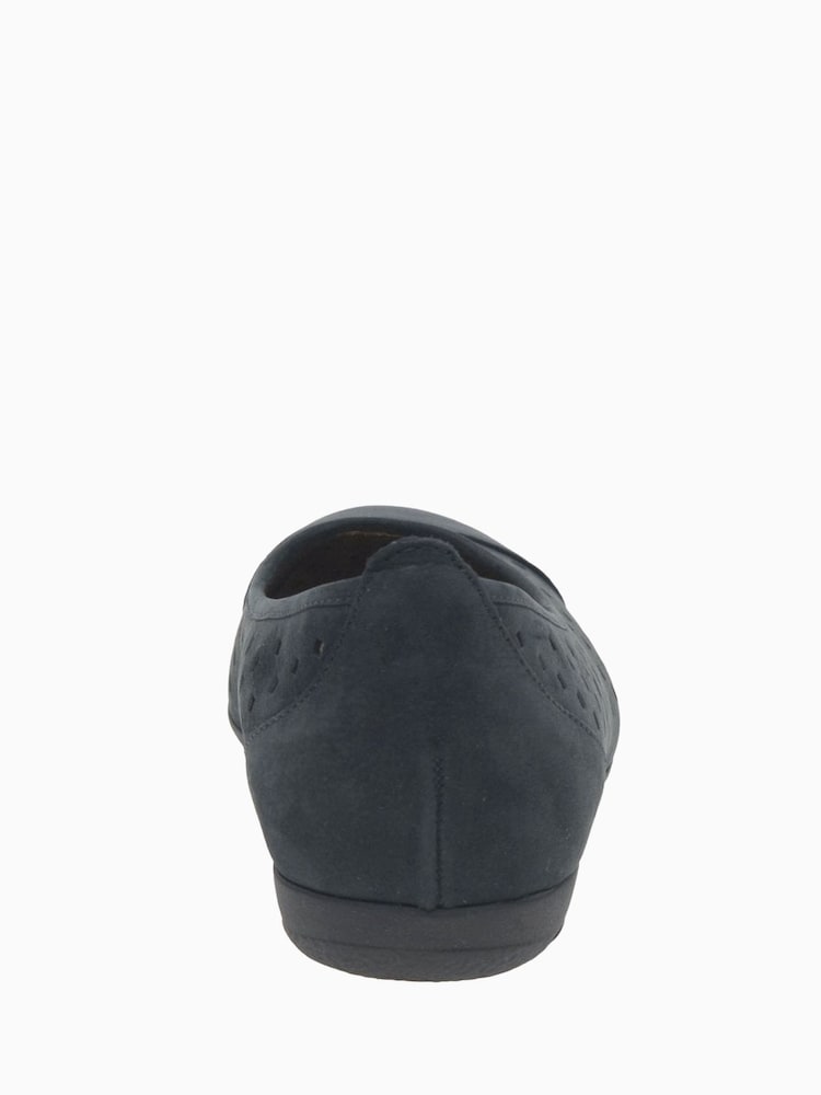 Gabor Ruffle Nightblue Nubuck Ballerina Pumps - Image 2 of 5