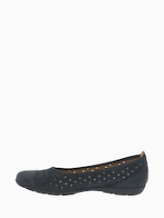 Gabor Ruffle Nightblue Nubuck Ballerina Pumps - Image 3 of 5