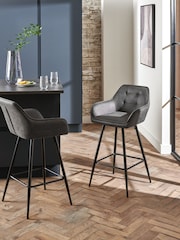 Monza Faux Leather Dark Grey Cole Kitchen Bar Stool - Image 1 of 6