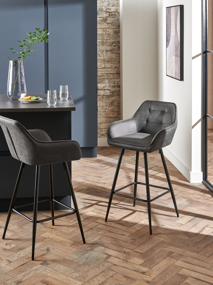 Monza Faux Leather Dark Grey Cole Kitchen Bar Stool - Image 1 of 6