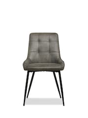 Set of 2 Monza Faux Leather Dark Grey Cole Non Arm Dining Chairs - Image 3 of 6
