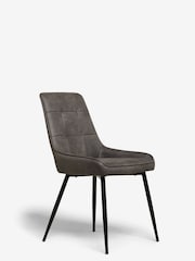 Set of 2 Monza Faux Leather Dark Grey Cole Non Arm Dining Chairs - Image 4 of 6