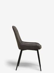 Set of 2 Monza Faux Leather Dark Grey Cole Non Arm Dining Chairs - Image 5 of 6